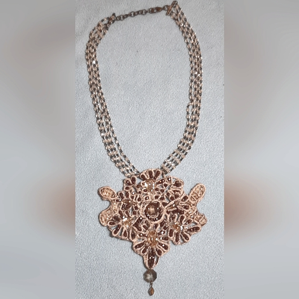 Vintage, Brown Crystal Bead Necklace
